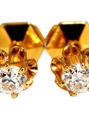 .50ct natural round single cut diamond stud earrings 14kt Victorian*